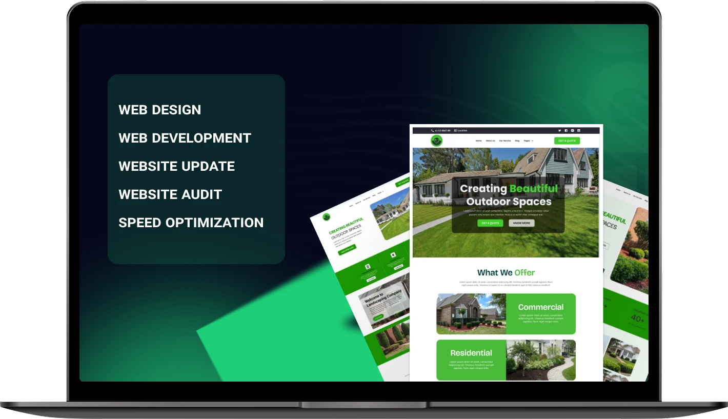 Website and design tools illustrating professional web services